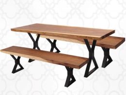 Suar Wood Dining Table With Iron